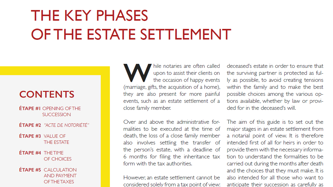 The key phases of the estate settlement