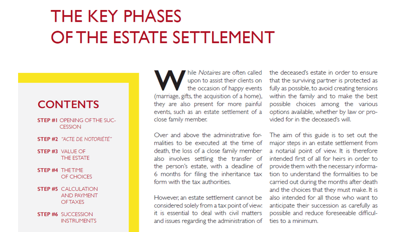 Practical guides: The key phases of the estate settlement